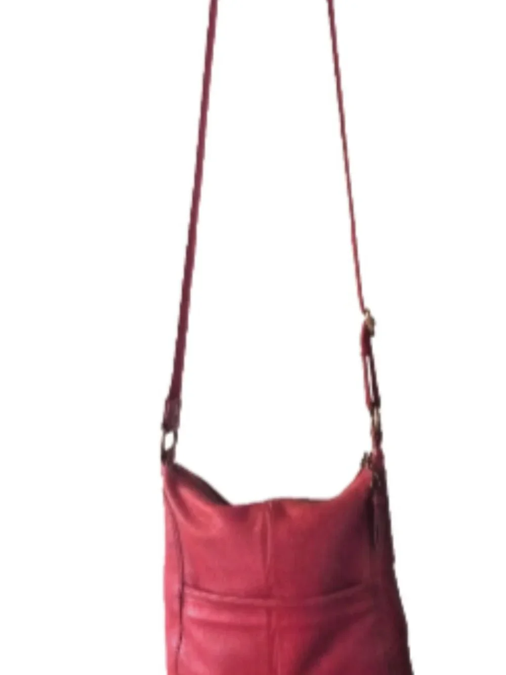 The Sak Iris Red Pebbled Leather Crossbody Bag Messenger Zip Pockets EUC